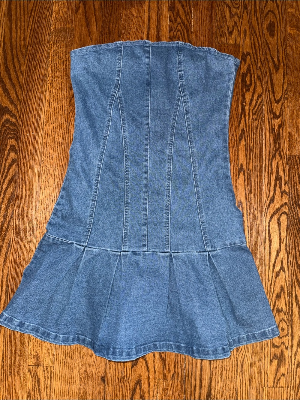 Strapless Denim Dress in Blue - Women Dresses Strapless
